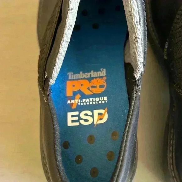 Timberland PRO Women Black Clog 10 Riveter SD+ Slip-On At Work Shoe Leather EUC - Picture 6 of 13